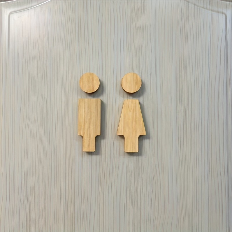 Home Bathroom Sign - 2PCS Wooden Bathroom Sign for Men's