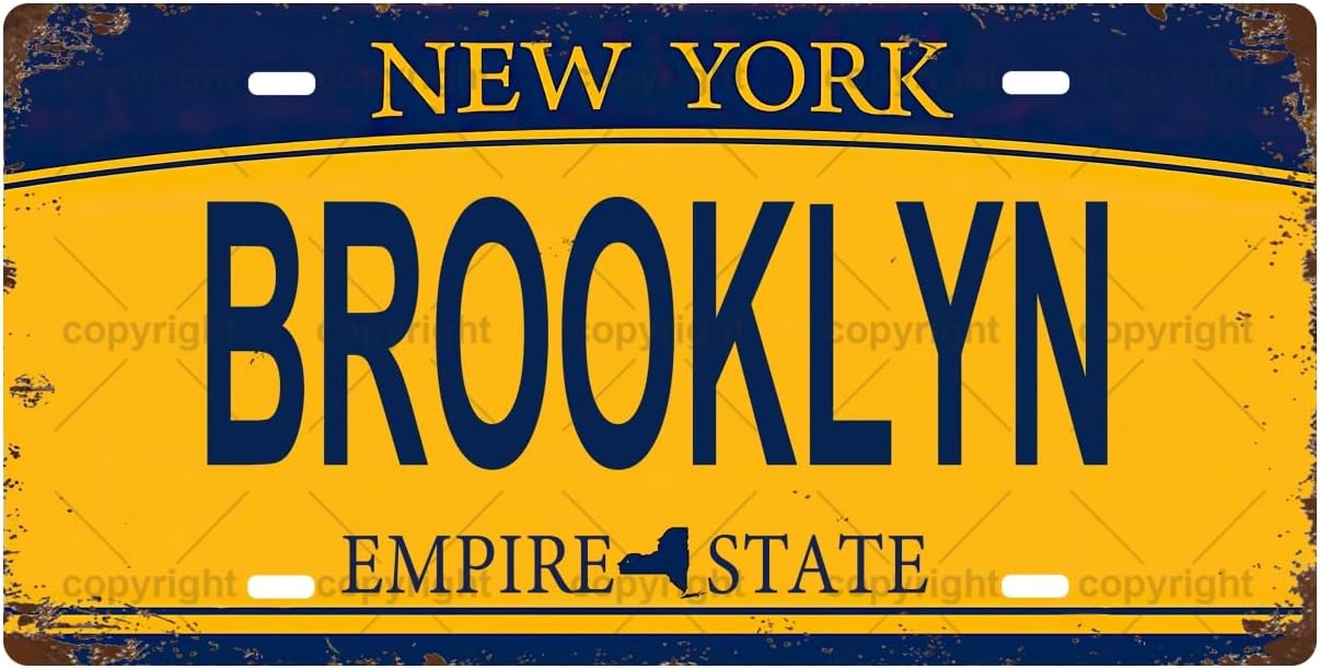Home Bathroom Sign - BROOKLYN Vintage Metal Tin Sign, License