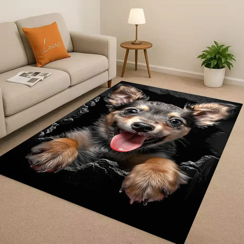 Home Bathroom Break - Classic Breaking Wall 3D Illusion Dog