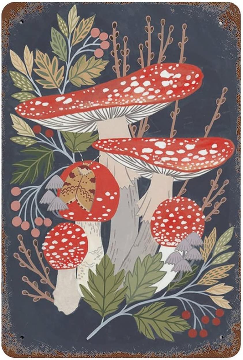 Red And White Mushroom Fun Vin - Home Bathroom Sign recension och pris