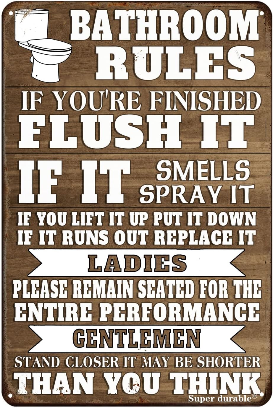 Funny Bathroom Rules Metal Tin - Home Bathroom Sign recension och pris
