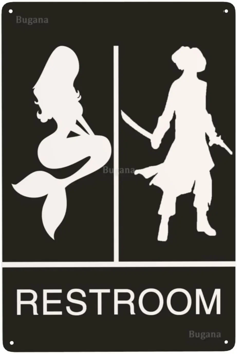 Mermaid Pirate Restroom Vintag - Home Bathroom Sign recension och pris