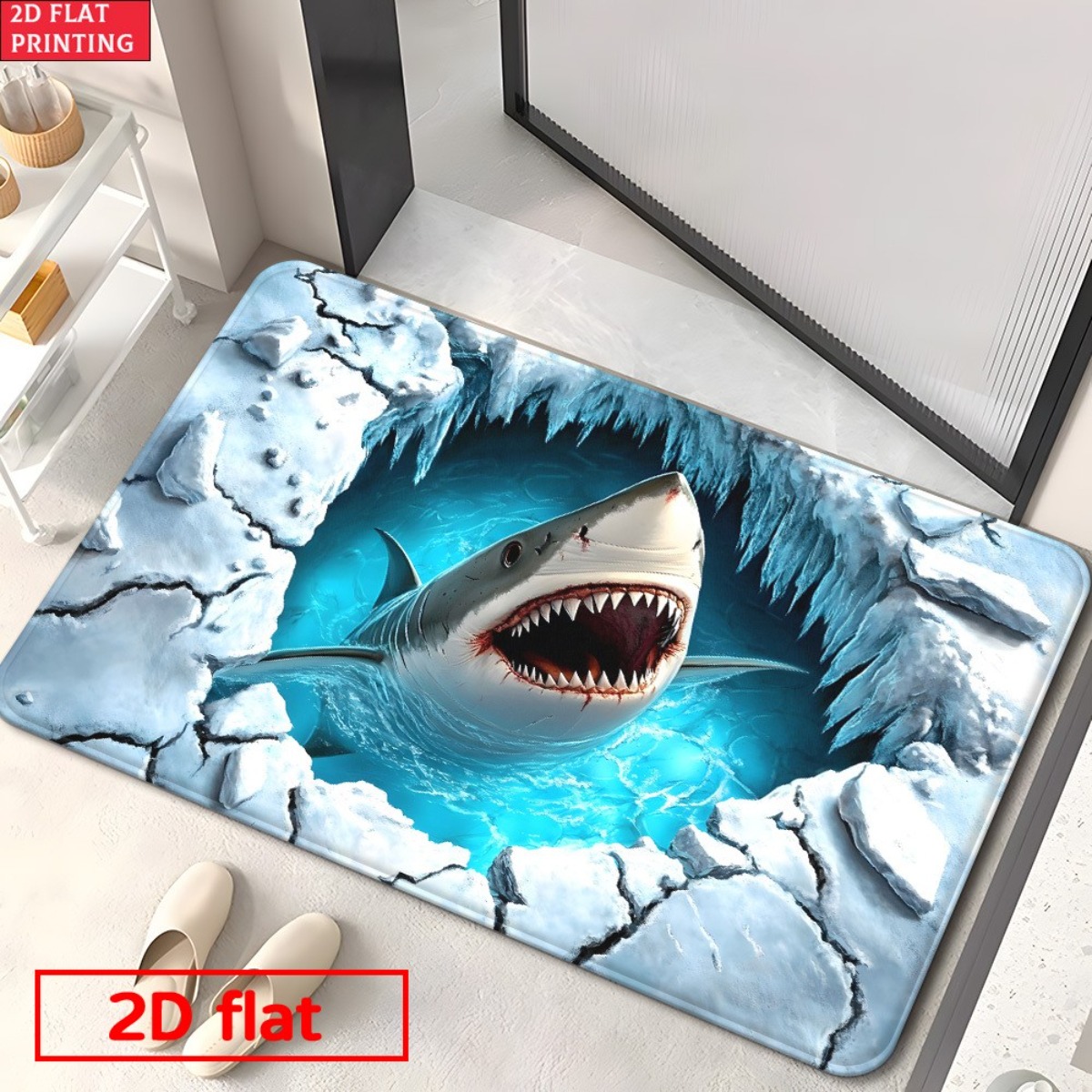 3D Shark Breaking Ice Flannel  - Home Bathroom Break recension och pris